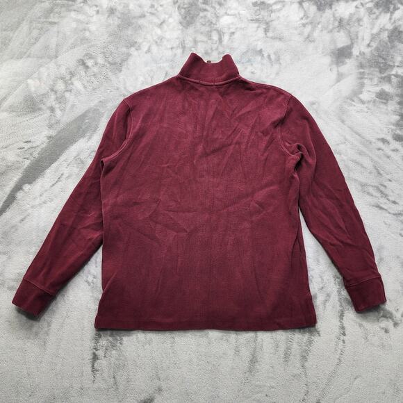 Vintage Polo Ralph Lauren Mens M Sweatshirt Burgundy Red Blue Pony Quarter Zip - Picture 3 of 11
